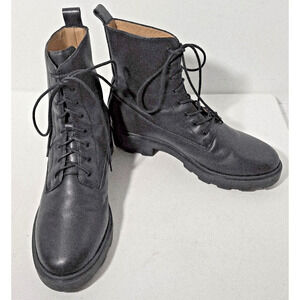 Madewell Shelton Lace-Up Lug Sole Boots Women’s Sz 9 Cargo Black Leather Combat